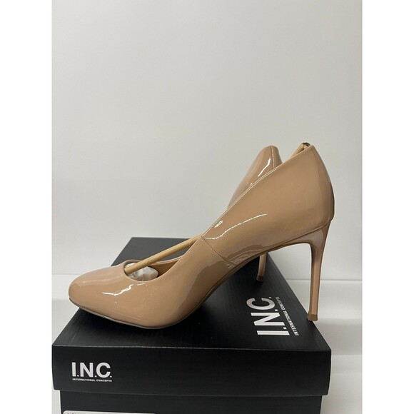 INC Women's Laurenne Nude Patent Round Toe Stiletto Slip On Pumps Size 8M - Picture 2 of 7